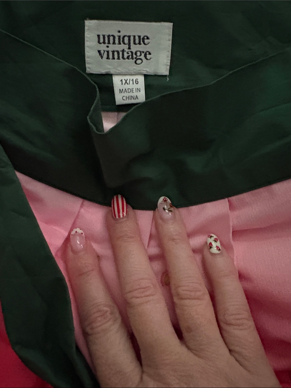 Unique Vintage Ombré Strawberry Green Waist Tie - Picture 4 of 5